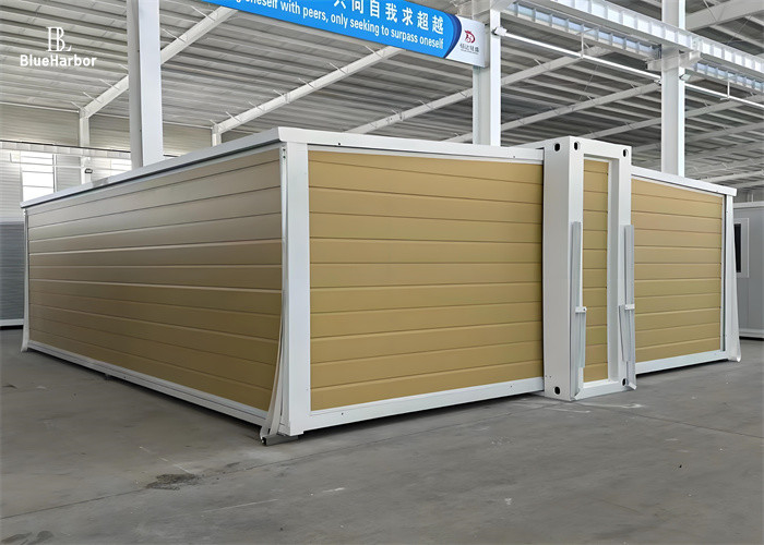 Maison préfabriquée extensible à double aile en acier / aluminium pour résidentiel, installation facile et rapide, extensible de 18 à 60 mètres carrés